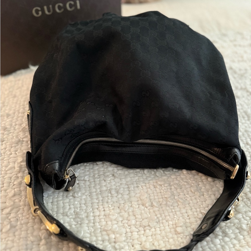 GUCCI HOBO BAG - BLACK MONOGRAM **VERY GOOD CONDITION**